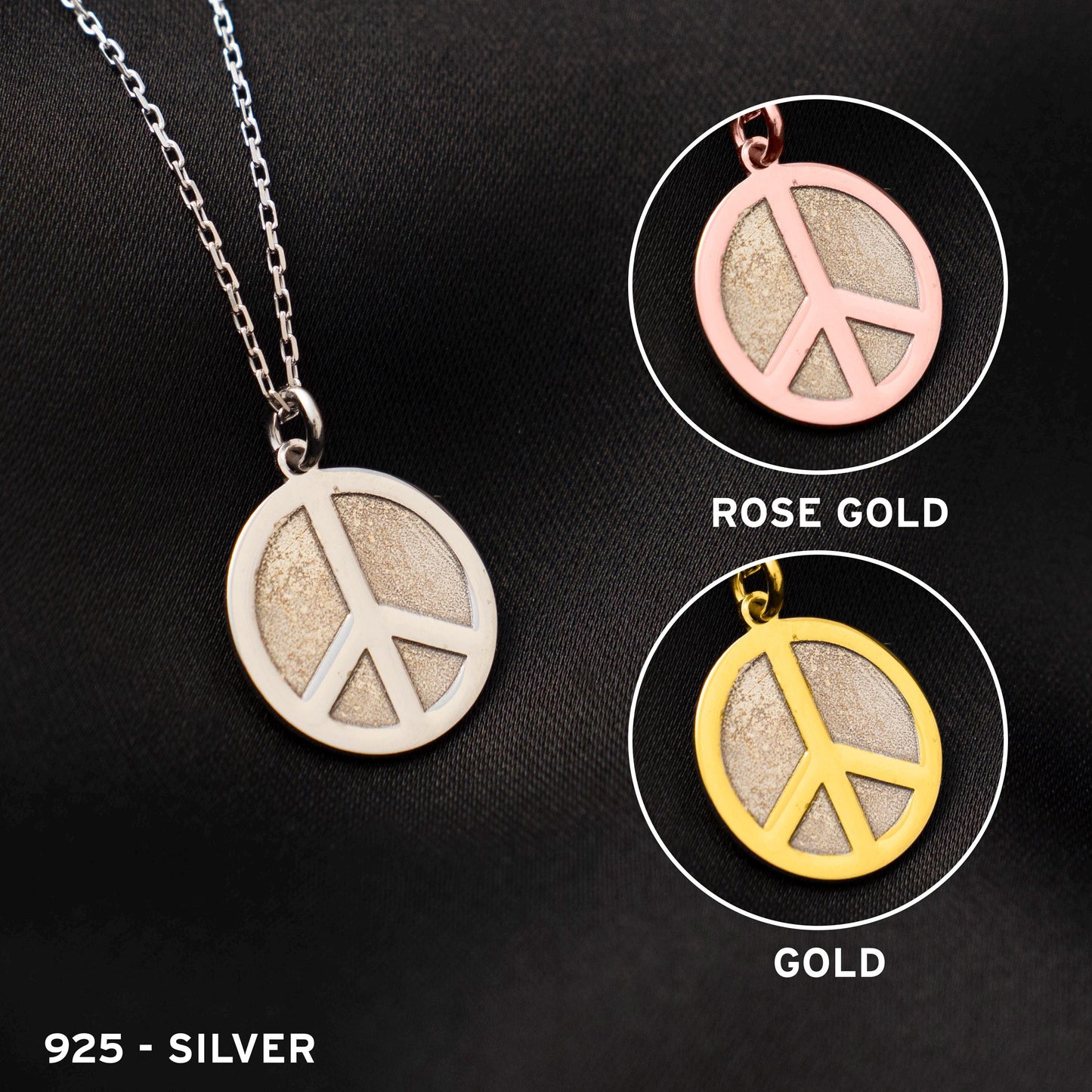 Peace Symbol Necklace, Sterling Silver Pendant, Hippie Jewelry, Meaningful Gift for Her, Unity Charm