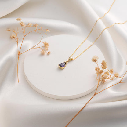 Amethyst Teardrop Necklace - Stunning Gemstone Gift for Her