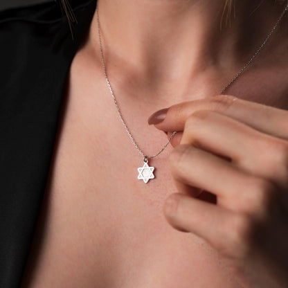 Unique Star of David Necklace for Meaningful Judaica Gift - Handcrafted Sterling Silver Pendant