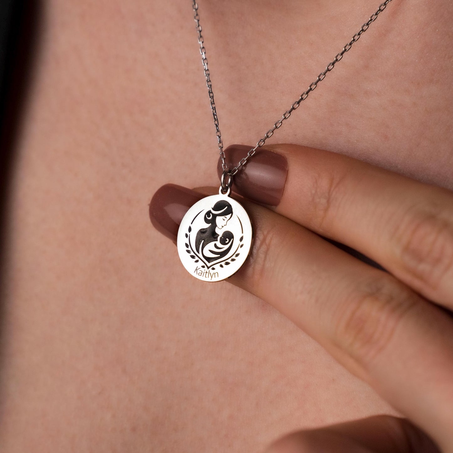 Cherished Bond: Custom Name Pendant for Mom & Baby | Sterling Silver Keepsake