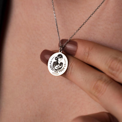 Cherished Bond: Custom Name Pendant for Mom & Baby | Sterling Silver Keepsake