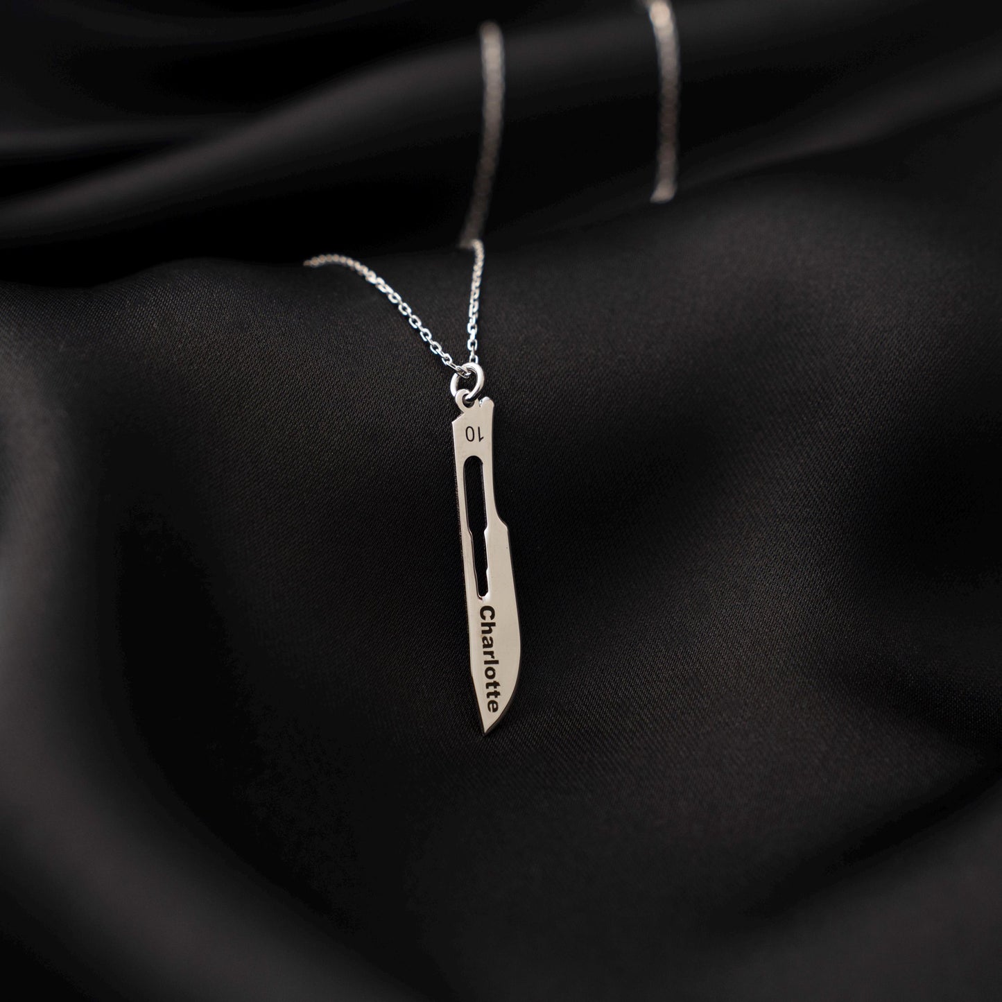 Custom Knife Necklace – Sterling Silver Pendant, Personalized Blade Jewelry, Unique Gift for Her or Him