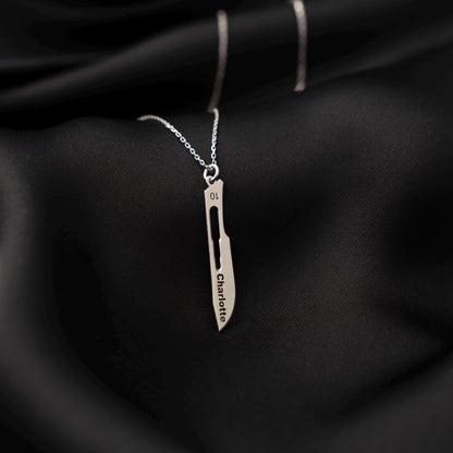 Custom Knife Necklace – Sterling Silver Pendant, Personalized Blade Jewelry, Unique Gift for Her or Him