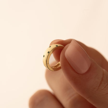 Huggie Earrings – Green Stone Hoop – Minimalist Gift for Her or Him