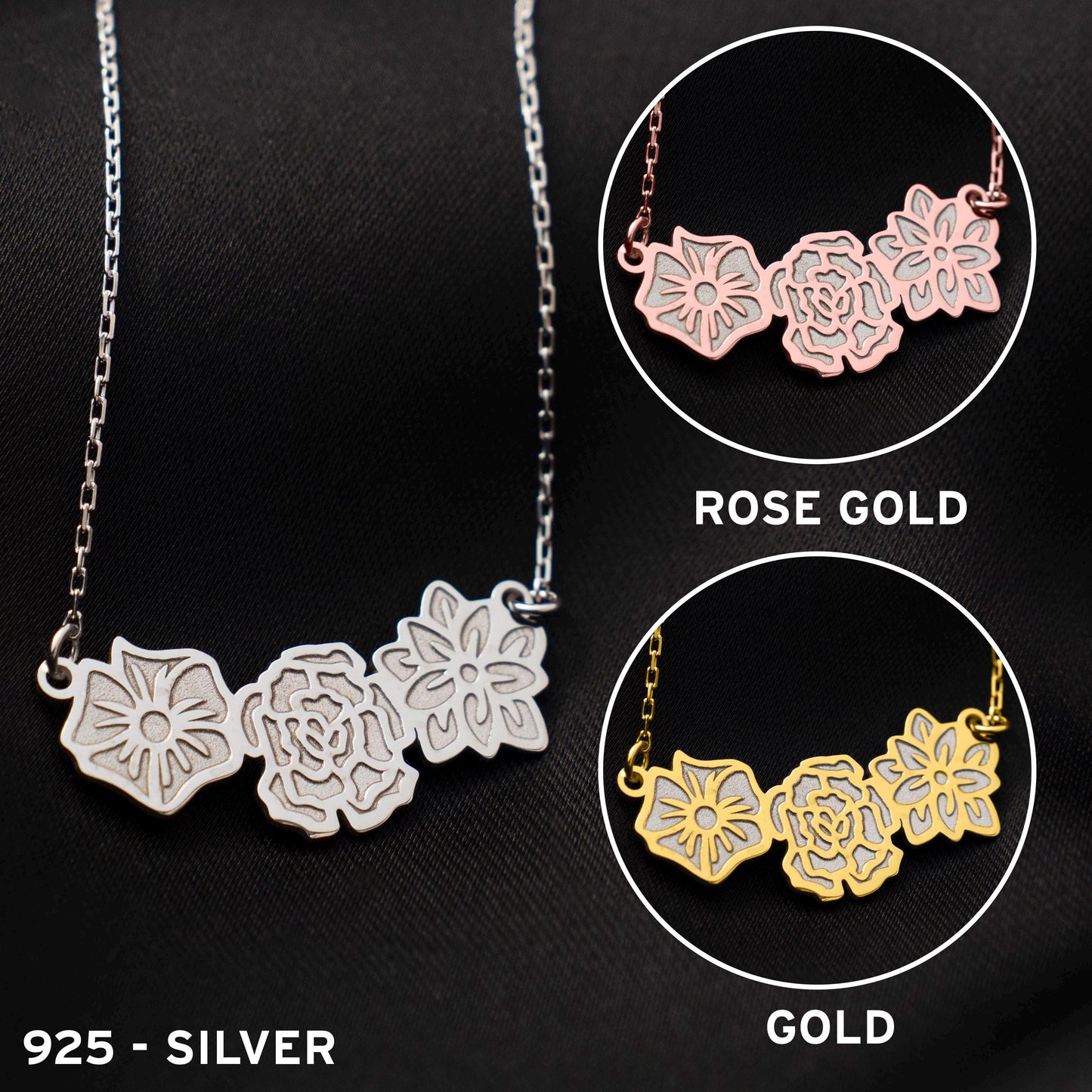 Celebrate Her Birth Month with a Personalized Silver Flower Necklace - Custom Jewelry Gift