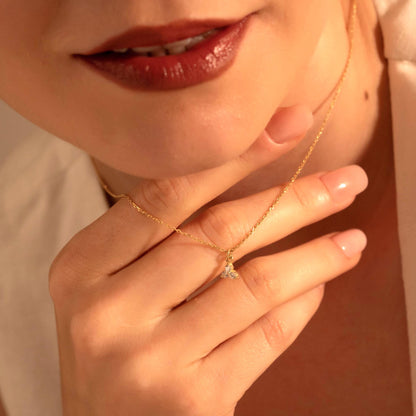 Three Stone Dainty Necklace – Minimalist Gold Gift for Her