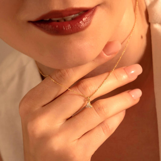 Three Stone Dainty Necklace – Minimalist Gold Gift for Her