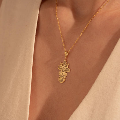 Elegant Gold Floral Cross Necklace - Perfect Christian Gift for Her