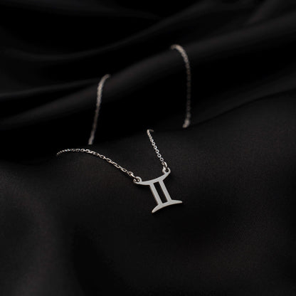 Celestial Twin: Gemini Zodiac Necklace in Sterling Silver - Custom Horoscope Jewelry