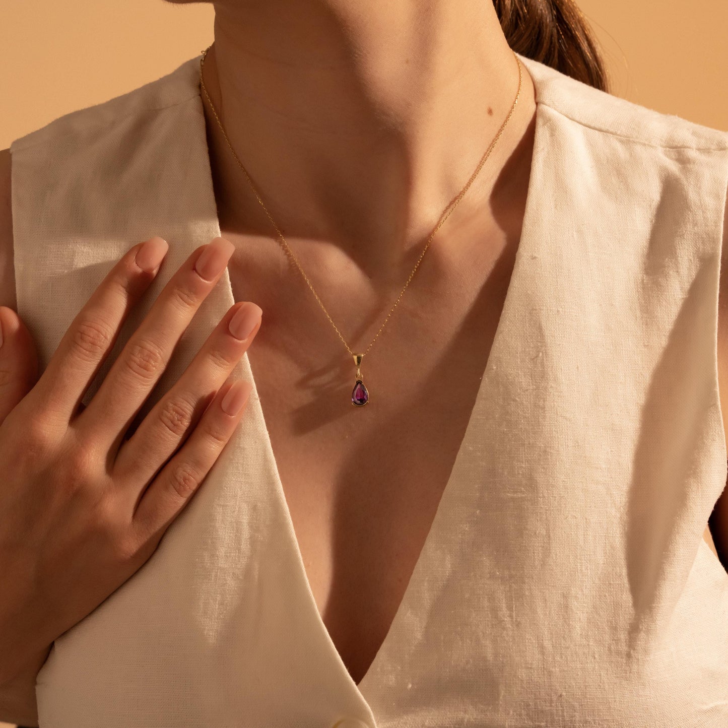 Amethyst Teardrop Necklace - Stunning Gemstone Gift for Her