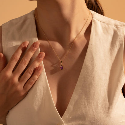 Amethyst Teardrop Necklace - Stunning Gemstone Gift for Her