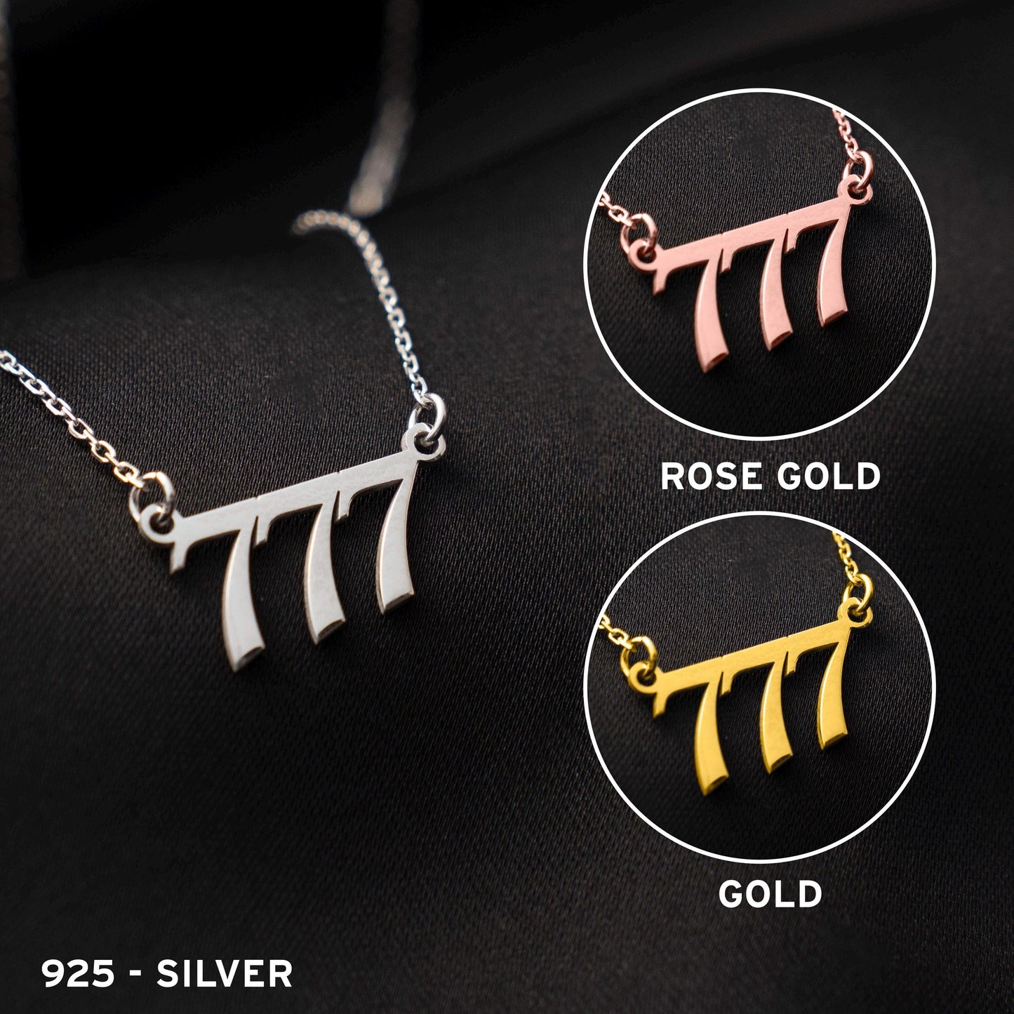 Custom Spiritual Gift with 777 Angel Number - Lucky Sterling Silver Necklace