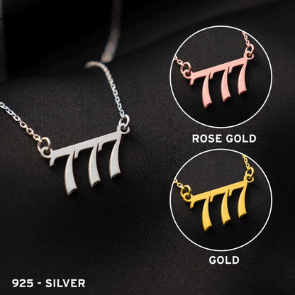 Custom Spiritual Gift with 777 Angel Number - Lucky Sterling Silver Necklace