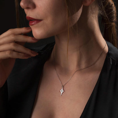 Guiding Light Necklace - Sterling Silver North Star Pendant, Minimalist Celestial Jewelry