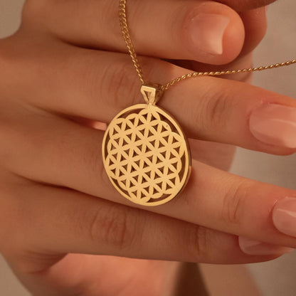 Gift of Sacred Geometry - Stunning Flower of Life Necklace in Gold