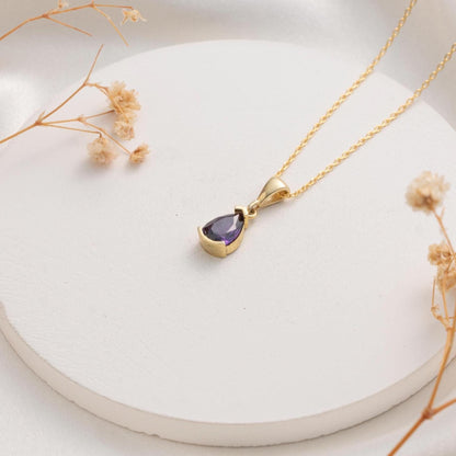 Amethyst Teardrop Necklace - Stunning Gemstone Gift for Her