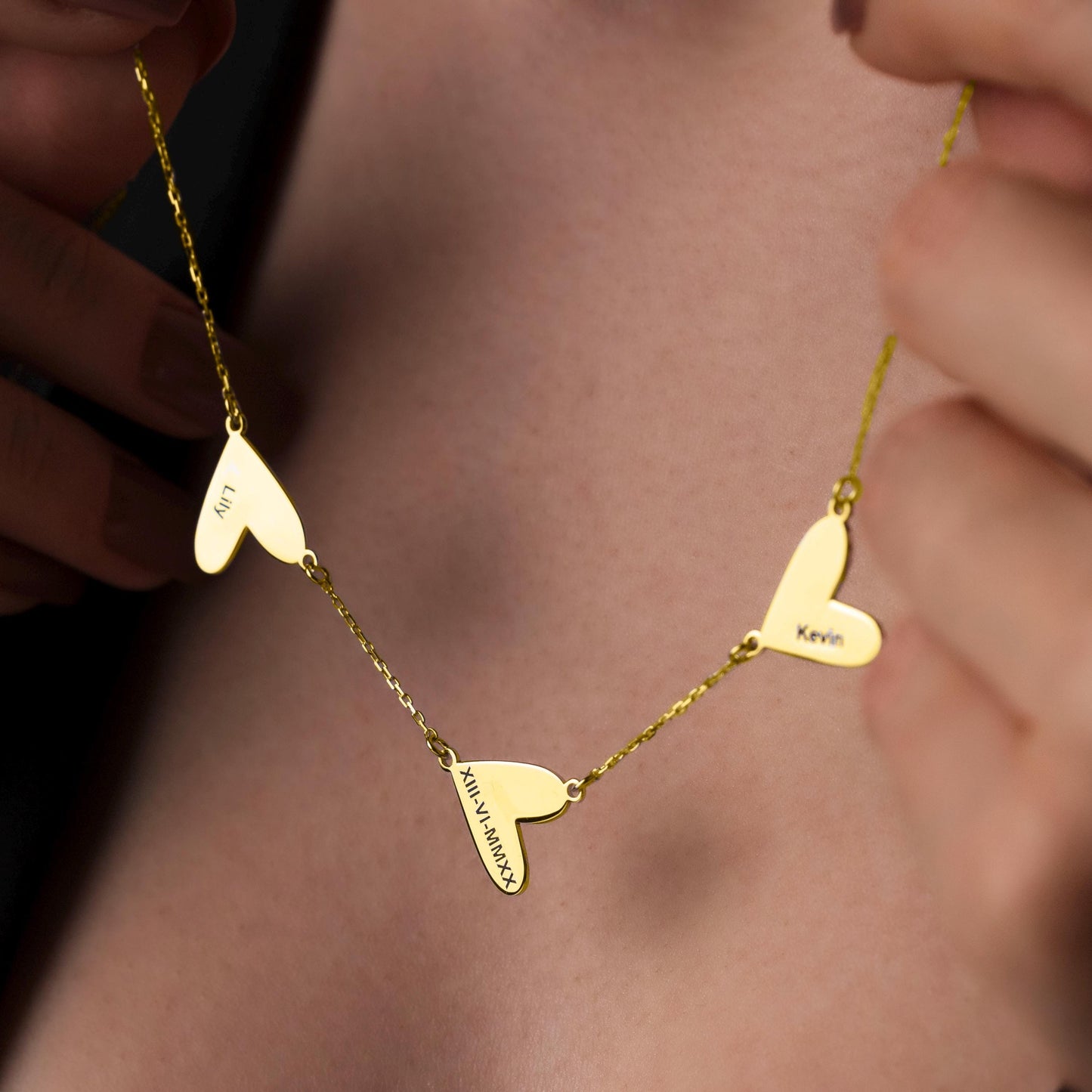 Cherished Heart Name Necklace - Personalized Silver Pendant for Mom