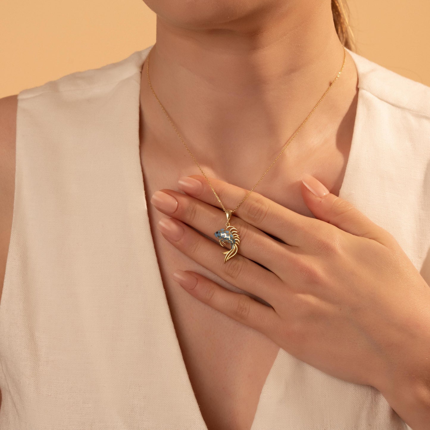 Enamel Fish Necklace – Handmade Betta Pendant, Ocean Lover Jewelry Gift
