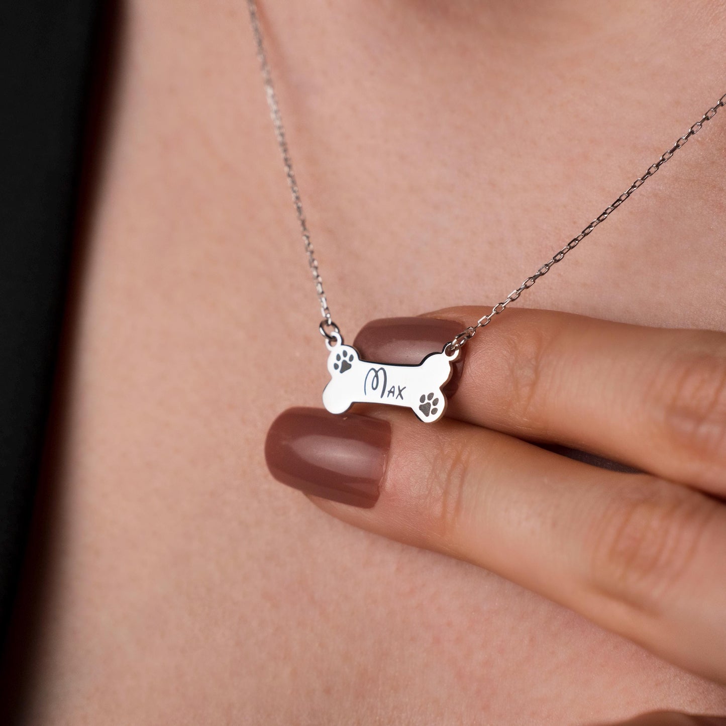 Adorable Pet Name Necklace in Sterling Silver - Perfect Gift for Dog Lovers!
