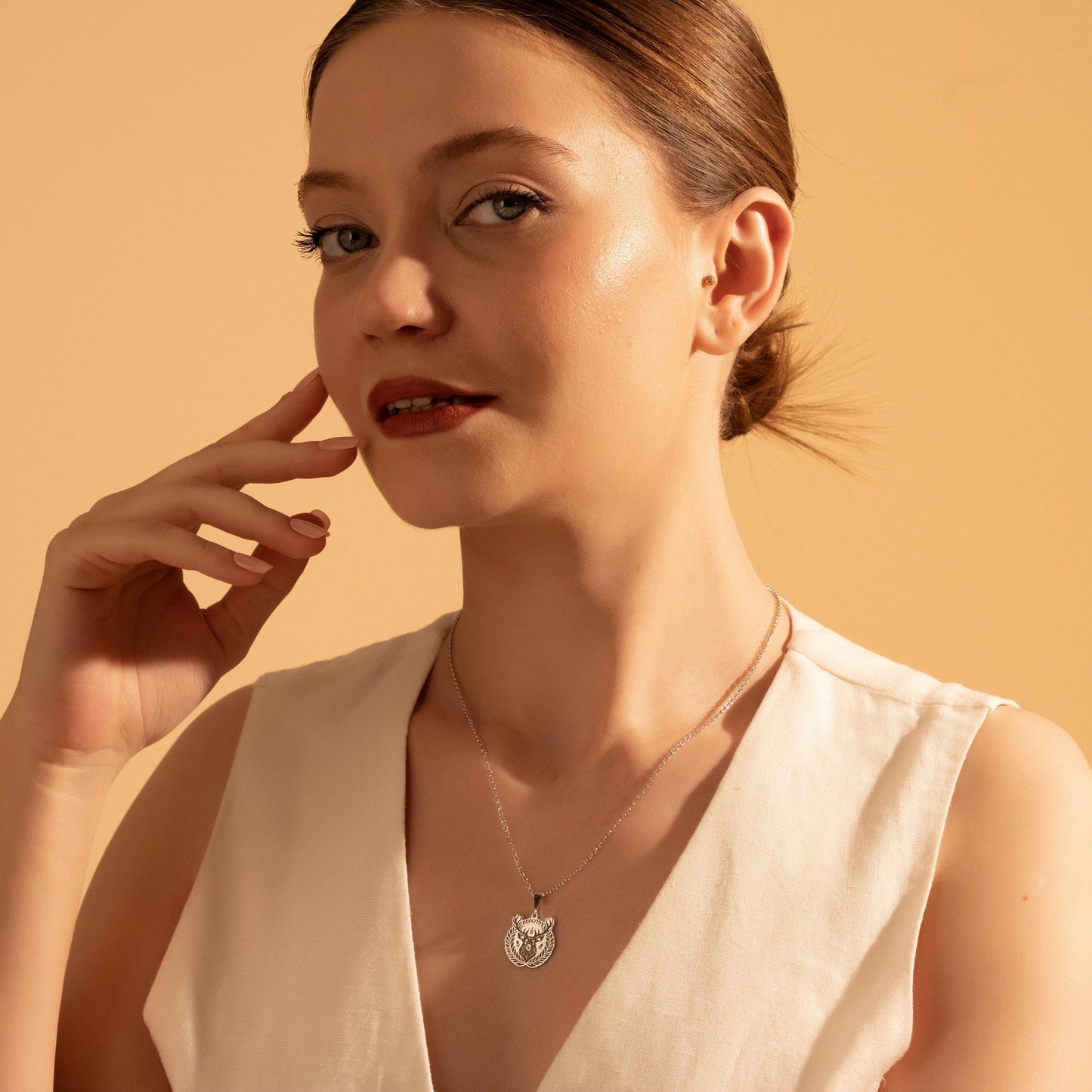 Deer Pendant Necklace – 925 Silver Forest Animal Jewelry Gift