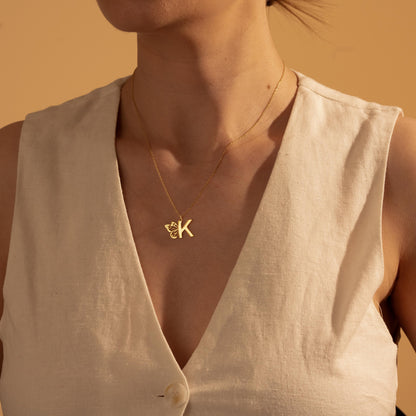 Personalized Butterfly Initial Necklace - Dainty Gold Pendant for Women