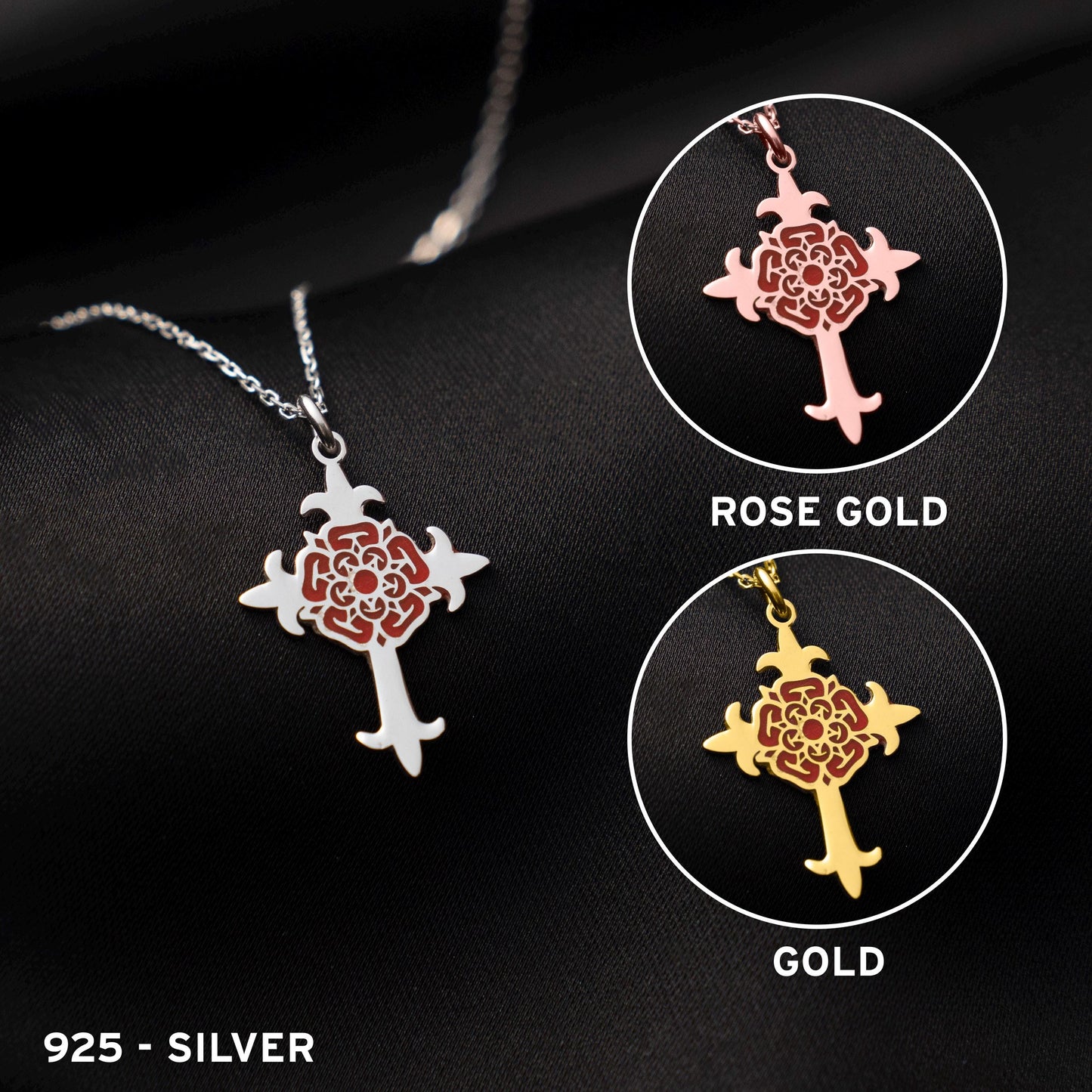 Elegant Floral Cross Necklace - Sterling Silver Religious Pendant, Gift for Her