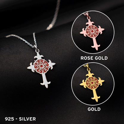 Elegant Floral Cross Necklace - Sterling Silver Religious Pendant, Gift for Her