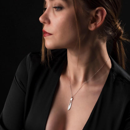 Custom Knife Necklace – Sterling Silver Pendant, Personalized Blade Jewelry, Unique Gift for Her or Him