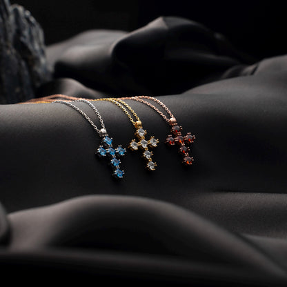 Personalized Birthstone Cross Necklace - A Meaningful Gift for Mom