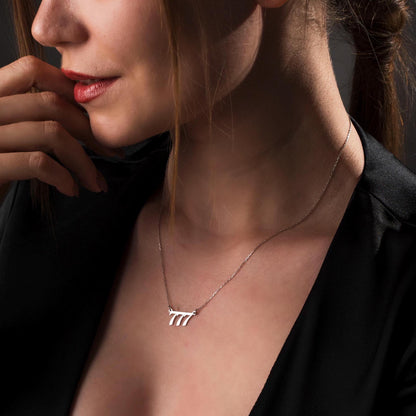 Custom Spiritual Gift with 777 Angel Number - Lucky Sterling Silver Necklace