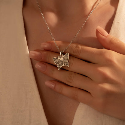 Butterfly Pendant Necklace - Elegant Silver Necklace for Her - Dainty Butterfly Gift Jewelry