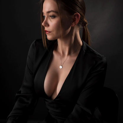 Custom Round Name Necklace, 925 Silver Pendant, Minimalist Jewelry, Personalized Gift for Her