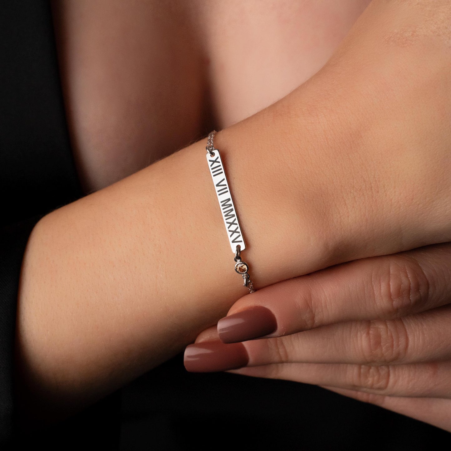 Timeless Roman Numeral Bracelet - Elegant Personalized Bar Jewelry in Silver or Gold