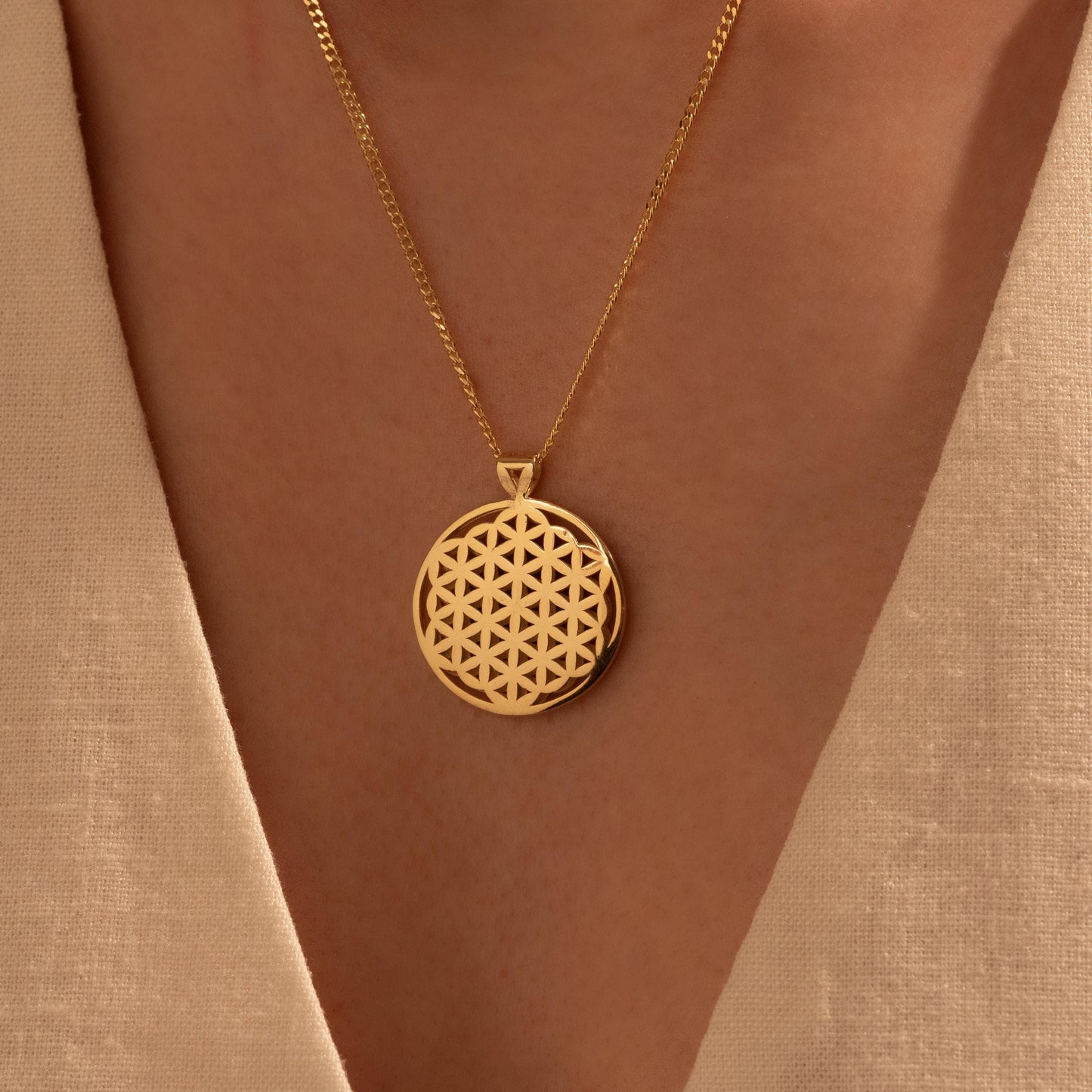 Gift of Sacred Geometry - Stunning Flower of Life Necklace in Gold