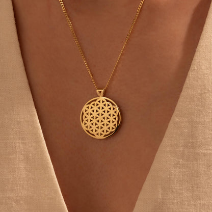 Gift of Sacred Geometry - Stunning Flower of Life Necklace in Gold