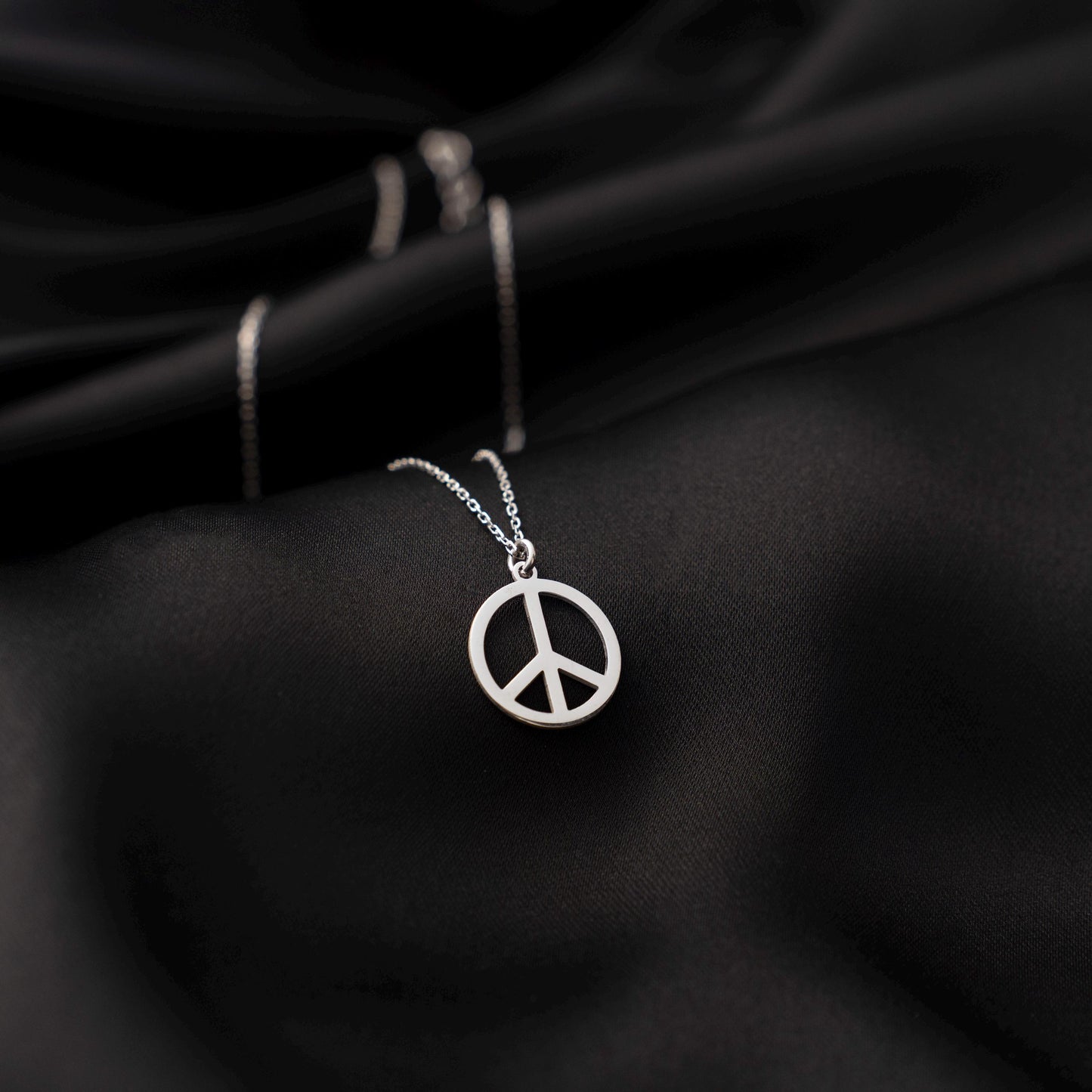 Boho Chic Peace Sign Necklace - Handcrafted Sterling Silver Pendant
