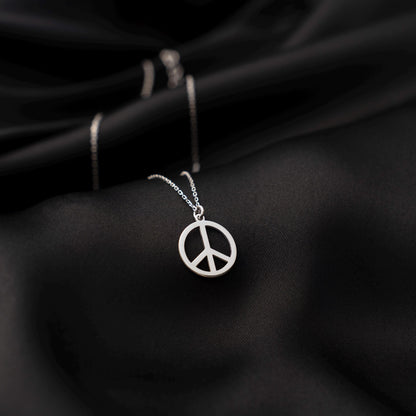 Boho Chic Peace Sign Necklace - Handcrafted Sterling Silver Pendant