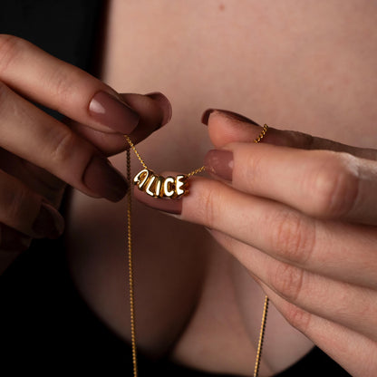 Unique Bubble Name Necklace - Personalized Silver Jewelry for Her