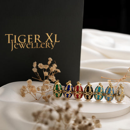 Vintage Enamel Egg Necklace – Elegant Easter Pendant Jewelry