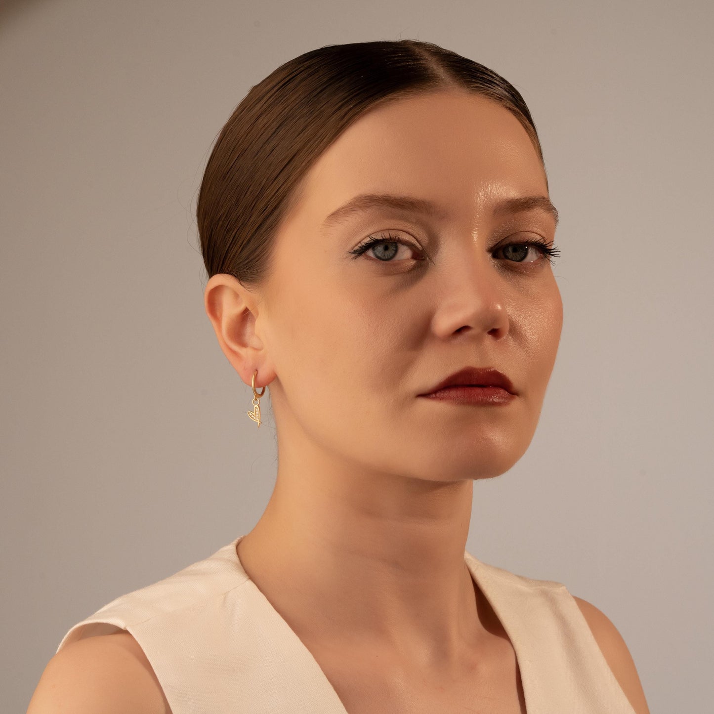 Crystal Heart Hoop Earrings - Elegant Minimalist Charm - Perfect Gift for Her