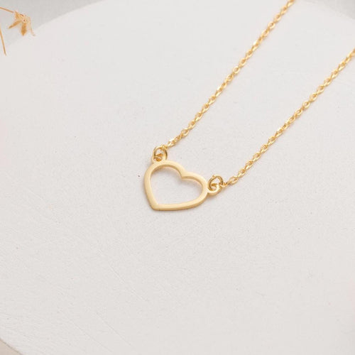 Minimalist Heart Necklace in Gold - Dainty 18K Gold Plated Gift for Her