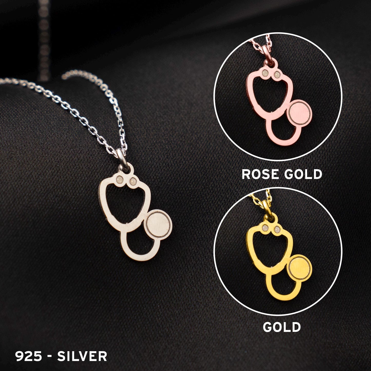 Chic Stethoscope Necklace for Healthcare Heroes - Personalized Sterling Silver Pendant for Doctors and Nurses