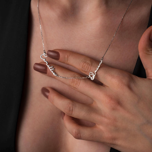 Personalized Silver Necklace with Up to 5 Names - Custom Gift for Mom, Grandma, or Sister