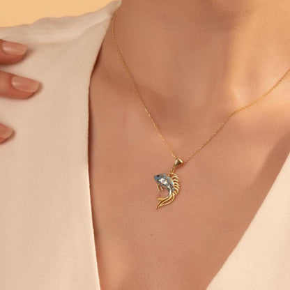 Enamel Fish Necklace – Handmade Betta Pendant, Ocean Lover Jewelry Gift