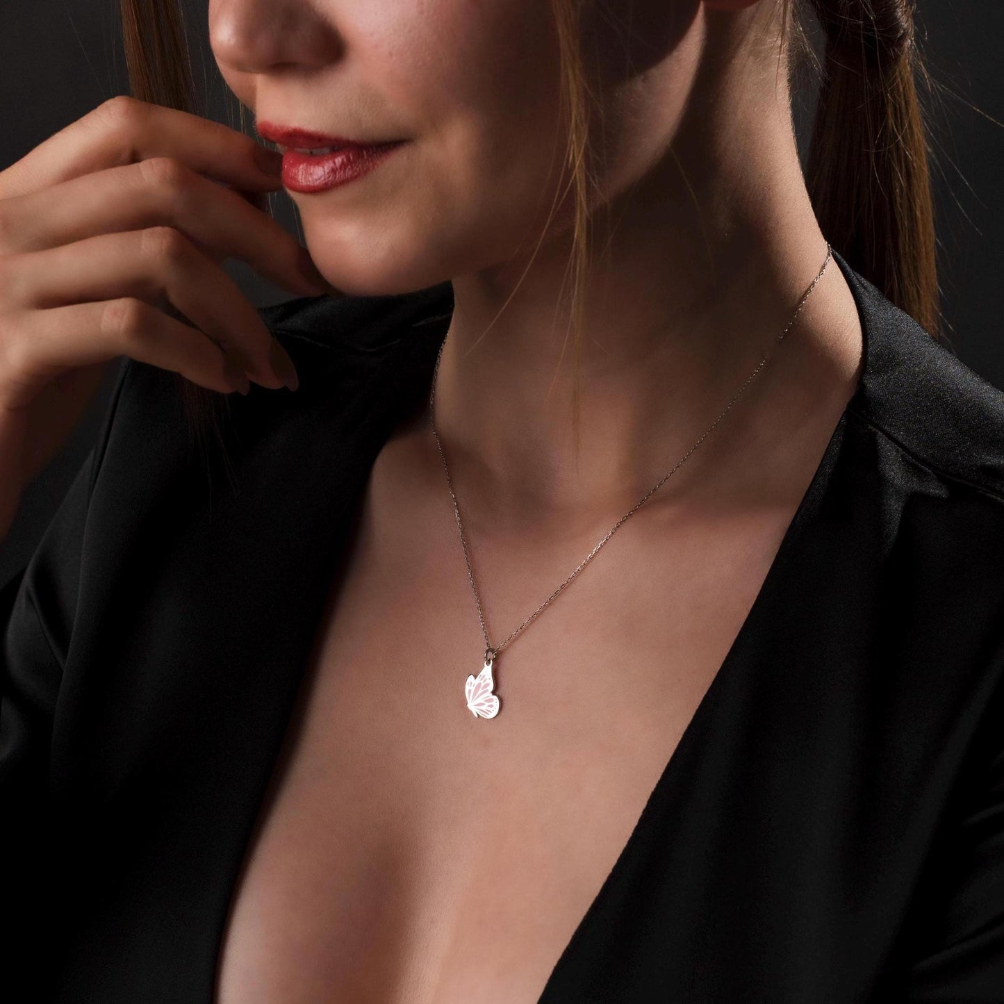 Butterfly Necklace, Sterling Silver Jewelry, Minimalist Butterfly Pendant, Elegant Gift for Her