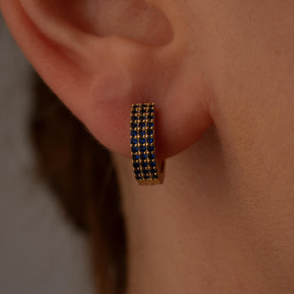 Edgy Chic Huggie Earrings - Crystal Black Hoops for Stylish Women