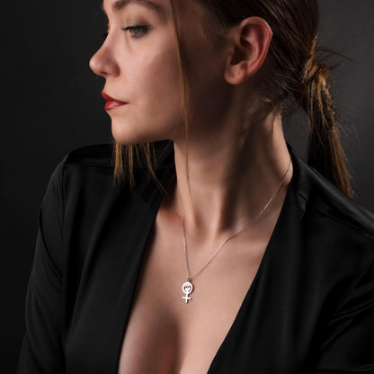 Feminist Symbol Necklace, Women’s Rights Jewelry, Sterling Silver Pendant, Empowerment Gift for Her