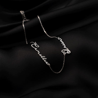 Personalized Silver Necklace with Up to 5 Names - Custom Gift for Mom, Grandma, or Sister