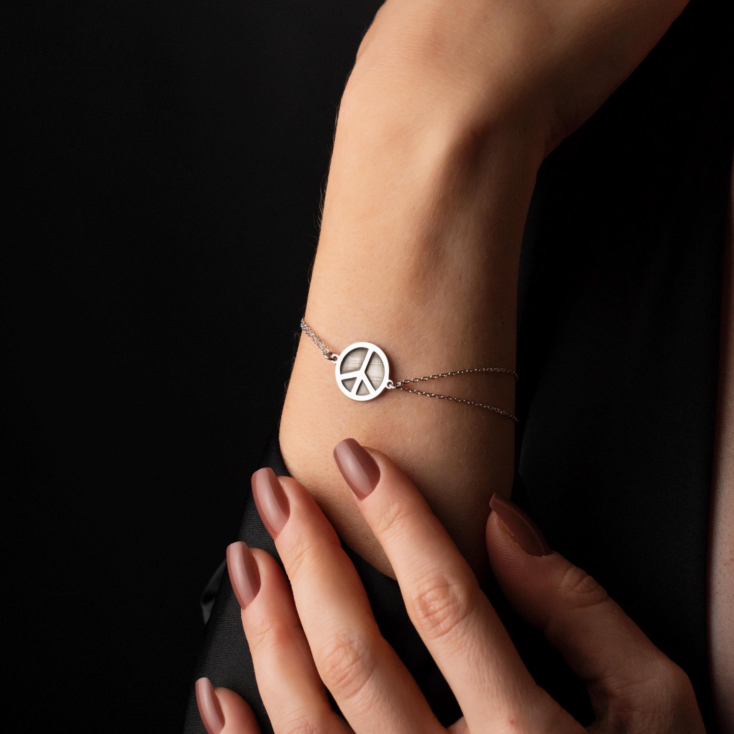 Dainty Adjustable Bracelet for Her - Boho Peace Symbol Jewelry