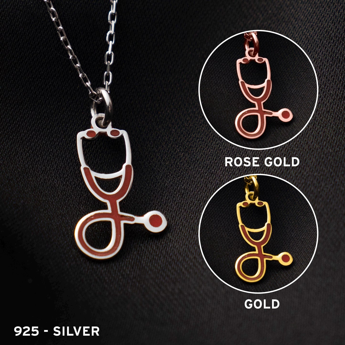 Personalized Stethoscope Necklace, Custom Doctor Jewelry, Sterling Silver Medical Pendant, Gift for Nurses & Doctors